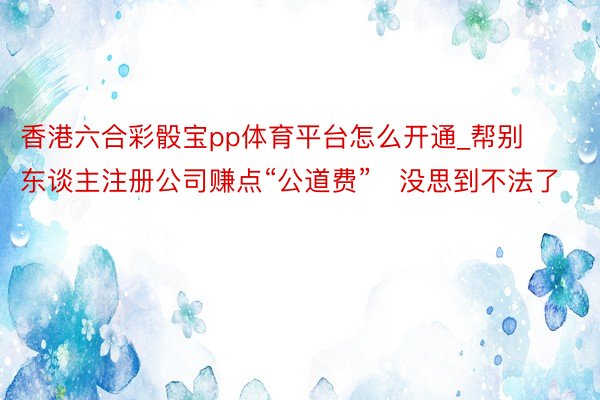 香港六合彩骰宝pp体育平台怎么开通_帮别东谈主注册公司赚点“公道费”   没思到不法了