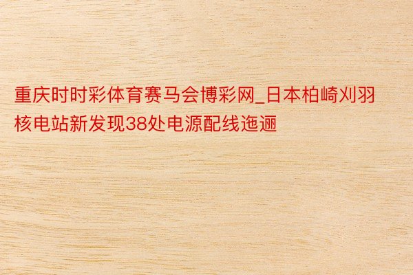 重庆时时彩体育赛马会博彩网_日本柏崎刈羽核电站新发现38处电源配线迤逦