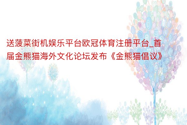 送菠菜街机娱乐平台欧冠体育注册平台_首届金熊猫海外文化论坛发布《金熊猫倡议》